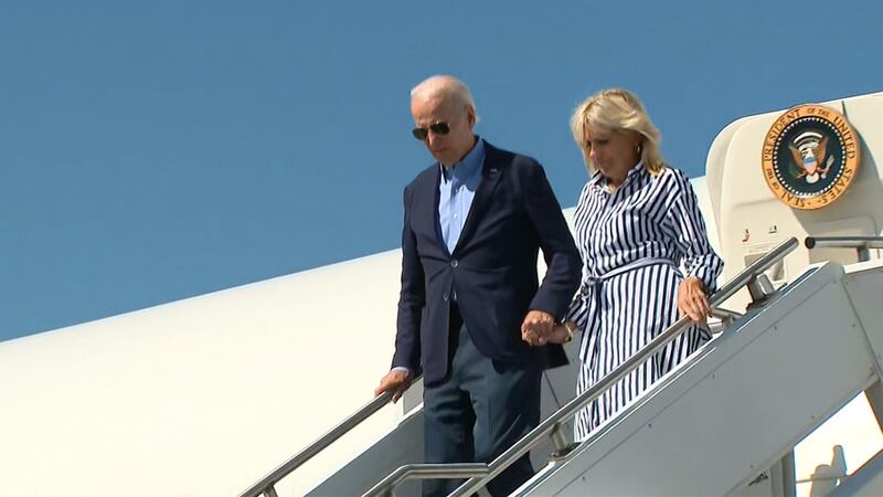 FILE - President Joe Biden and first lady Jill Biden are shown in this file photo. The Bidens...