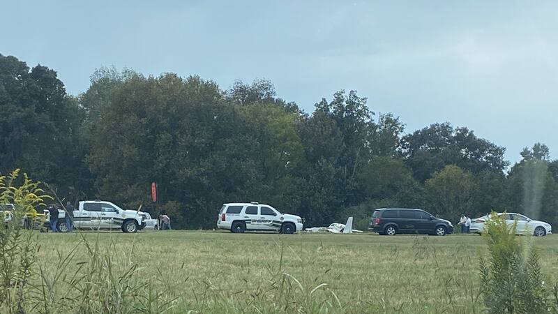 Scene of plane crash on County Road 1488.
