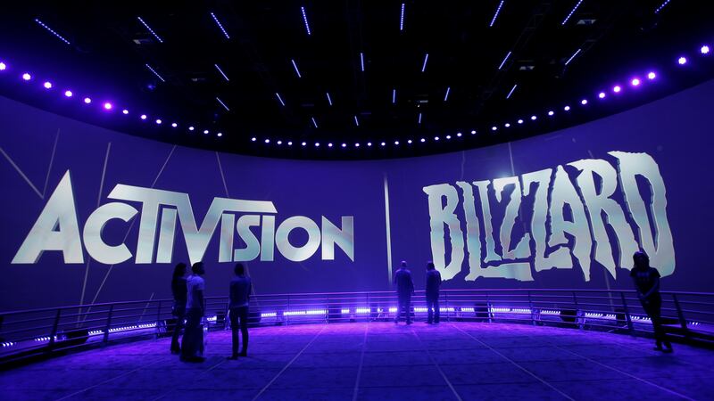 FILE - The Activision Blizzard booth is seen during the Electronic Entertainment Expo in Los...