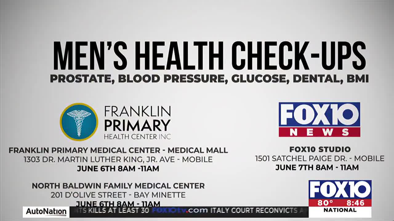 Franklin Primary Health to offer free men's health screenings Friday at FOX10 Studios - Vimarsana News