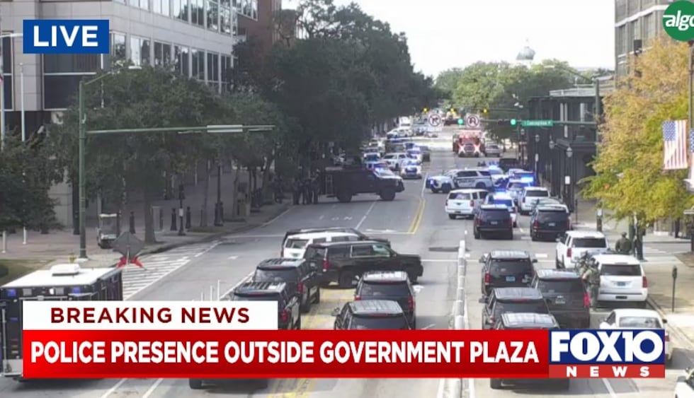 Law enforcement authorities respond to Mobile Government Plaza.